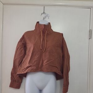 FLX Women's Cinnamon Rose Long Sleeve Half-Zip Woven Crop Jacket Small